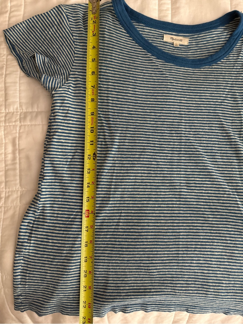 Madewell Teal and White Striped Short-Sleeve Tee - Picture 3 of 5